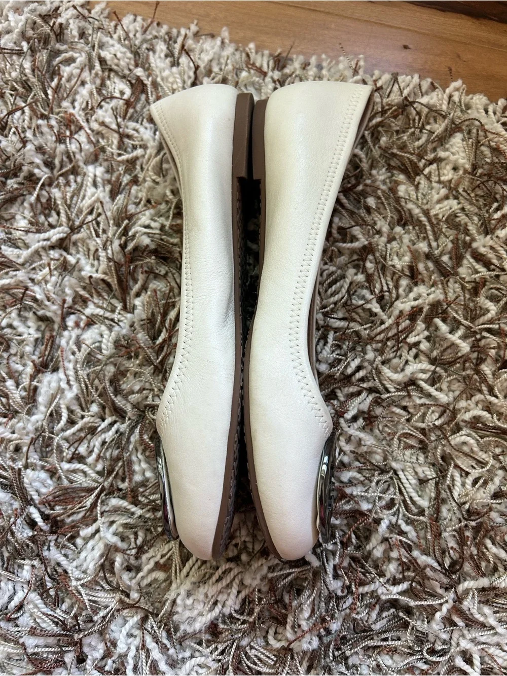 Tory Burch Cream Leather Flats Size 9.5